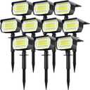 LOTMOS Solar Spot Lights Outdoor, [10 Pack/72 LED/3 Modes] 2-in-1 Solar Landscape Spotlights, Auto On/Off IP67 Waterproof Solar Powered Wall Lights for Front Door, Backyard, Garage, Deck(Cool White)