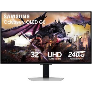 Samsung 32" Odyssey OLED G8 (G80SD) Series 4K UHD Smart Gaming Monitor w QD-OLED, 240Hz 0.03ms, G-Sync Compatible, Glare-Free Display, Sleek Metal Design, LS32DG800SNXZA