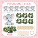 6 Sets Elephant Baby Shower Table Centerpieces with Eucalyptus Wreath Wood Slices Baby Shower Decorations Table Toppers for Boys Girl Pink Elephant Theme Birthday Party Supplies