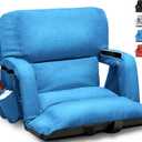 Wide Stadium Seats with Back Support, Exclusive Sofa Style Design Extra Thick Bleacher Chairs with Back and Cushion, 6 Reclining Positions - Ultimate Comfort for Sports Events (Blue, 25")