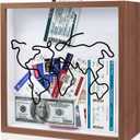 ZEEYUAN Adventure Archive Box 12x12inch Gifts for Dad Father From Wife/Daughter/Son, Wooden Travel Shadow Box with Slot, Loading Tickets Display Case Memories Travel Box Frame for Keepsake, Dark Brown