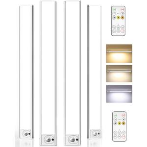 4Pack 16inch Under Cabinet Lighting, Rechargeable Motion Sensor Light Wireless Indoor, Dimmable 3 Color Temps Closet Lights, Under Counter LED Lights for Kitchen, Stairs