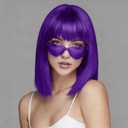 SUKRI Short Dark Purple Straight Wig with Bangs Dark Purple Wigs for Women Bob Shoulder Length Wigs Heat Resistant Fiber Synthetic Hair Wigs Hair Replacement Natural Looking(12 Inch)