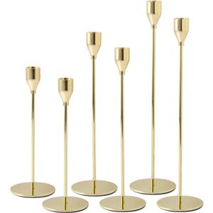 6Pcs Lemon Gold Candlestick Holders, Tall Taper Candelabra Stands fits 3/4 inch Thick Pillar Candle Stick, Elegant Decor Set for Table Centerpiece, Floor, Fireplace as Date, Festival, Fitting.