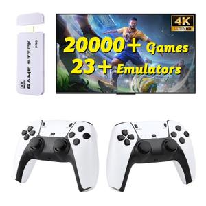 Wireless Retro Game Console Built-in 20000+ Games and 23 Emulators, 2025 New Plug & Play Retro Gaming Console with 4K Output & Dual 2.4G Controllers, Nostalgic Game Console Stick