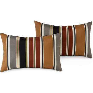 Greendale Home Fashions Outdoor 19x12 inch Rectangle Decorative Throw Pillow, 2-Pack, Espresso Stripe 2 Count Greendale Home Fashions Outdoor 19x12 inch Rectangle Decorative Throw Pillow, 2-Pack, Espresso Stripe 2 Count