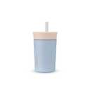 Owala Kids Insulation Stainless Steel Tumbler with Spill Resistant Flexible Straw, Easy to Clean, Kids Water Bottle, Great for Travel, Dishwasher Safe, 12 Oz, Tan and Blue (Seas the Day)