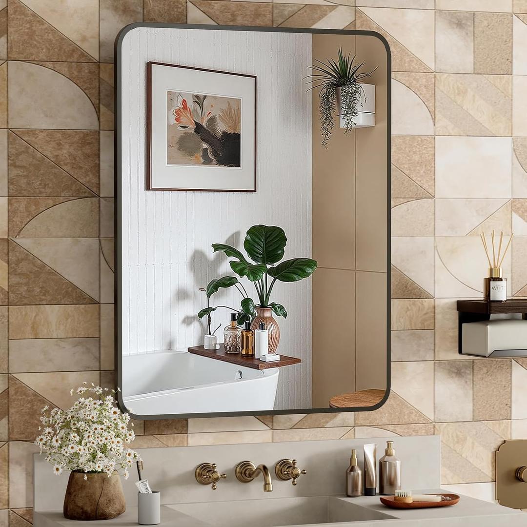 24x30 Inch Bathroom Medicine Cabinet with Mirror Black Metal Framed Farmhouse Recessed or Surface Wall Mounted Black Medicine Cabinets for Bathroom