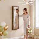 SONGMICS 6 LEDs Mirror Jewelry Cabinet, 47.2-Inch Tall Lockable Wall or Door Mounted Jewelry Armoire Organizer with Mirror, 2 Drawers, 3.9 x 14.6 x 47.2 Inches, Rustic Brown UJJC93CB