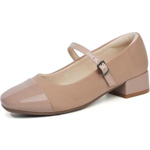 Ortho + Rest Women Mary Janes for Bunions Orthopedic Dress Shoes Low Heel Chunky Pumps 8.5/39 Nude