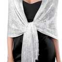 MissShorthair Women's Sparkle Shawls and Wraps for Party Dresses (Silver)