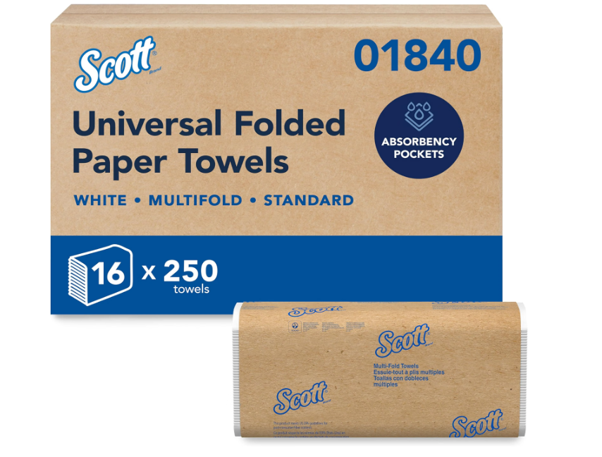 Scott Professional Multifold Paper Towels, Bulk, 16 x 250 Sheets (01840)
Universal, Standard Tier, Absorbency Pockets, Compressed, Compatible with Universal Folded Towel Dispensers