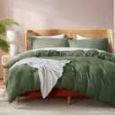 Nestl Olive Green Duvet Cover Queen Size - Soft Double Brushed Queen Duvet Cover Set, 3 Piece, with Button Closure, 1 Duvet Cover 90x90 inches and 2 Pillow Shams