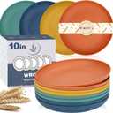 Wrova Wheat Straw Plates - 10 Inch Unbreakable Dinner Plates Set of 8 - Dishwasher & Microwave Safe Plastic Plates Reusable - Lightweight Plates for kitchen,camping (Colorful Series)