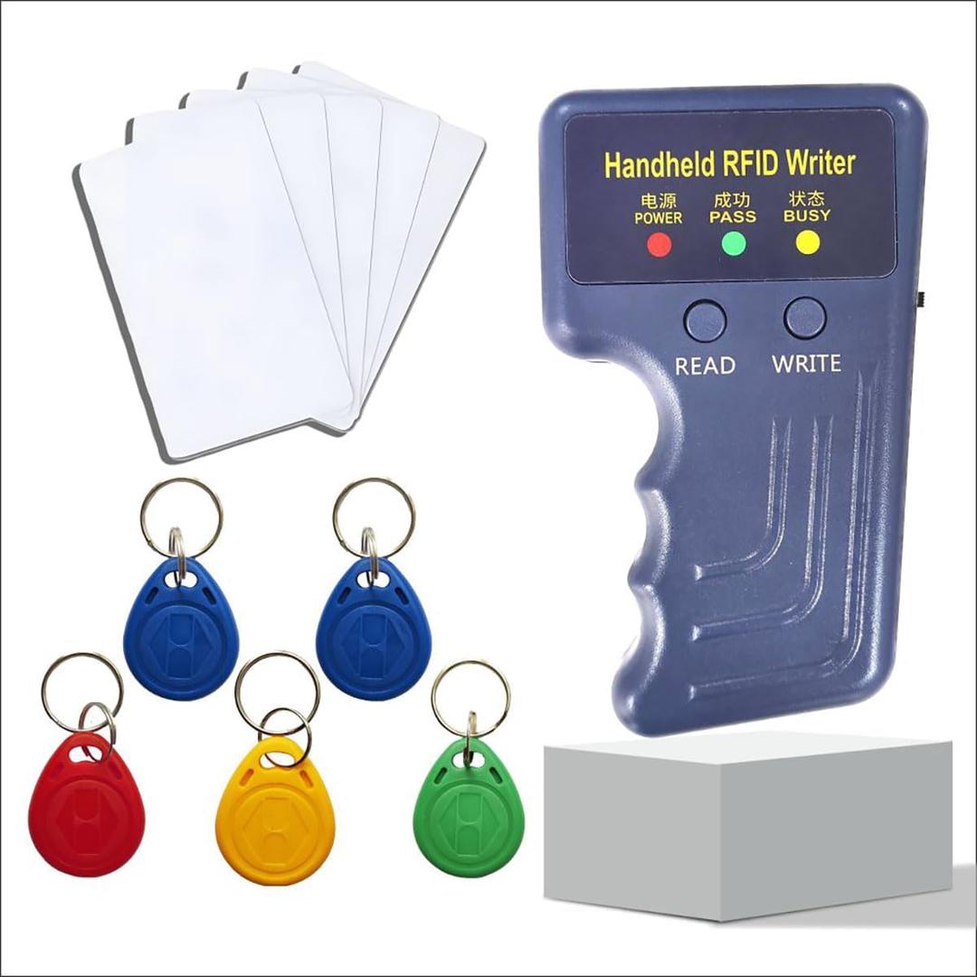 Handheld 125khz RFID Reader Writer,AWID and HID Copier with 5 T5577 Keyfobs & 5 White Cards