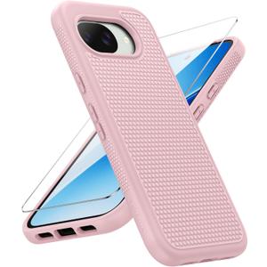 FNTCASE for Google Pixel 10A Case - Military Grade Drop Protection, 14ft Drop Tested, Screen Protector Included, Anti-Slip Anti-Fingerprint Matte Textured, Soft TPU Shockproof Cover (Pink)