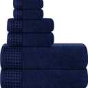 GLAMBURG 100% Cotton Ultra Soft 6 Pack Towel Set, Contains 2 Bath Towels 28x55 Inches, 2 Hand Towels 16x24 Inches & 2 Wash Coths 12x12 Inches, Compact Absorbent Lightweight & Quickdry - Navy Blue