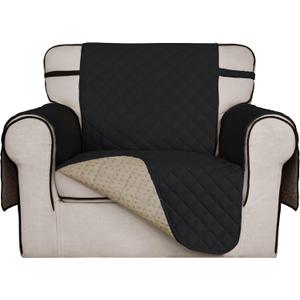 ISSUNTEX Super Anti-Slip Couch Covers for 1 Cushion Couch Sofa, Water Resistant Sofa Cover Quilted Sofa Slipcover Furniture Protectors for Dogs, Pets, Kids (Chair, Black)