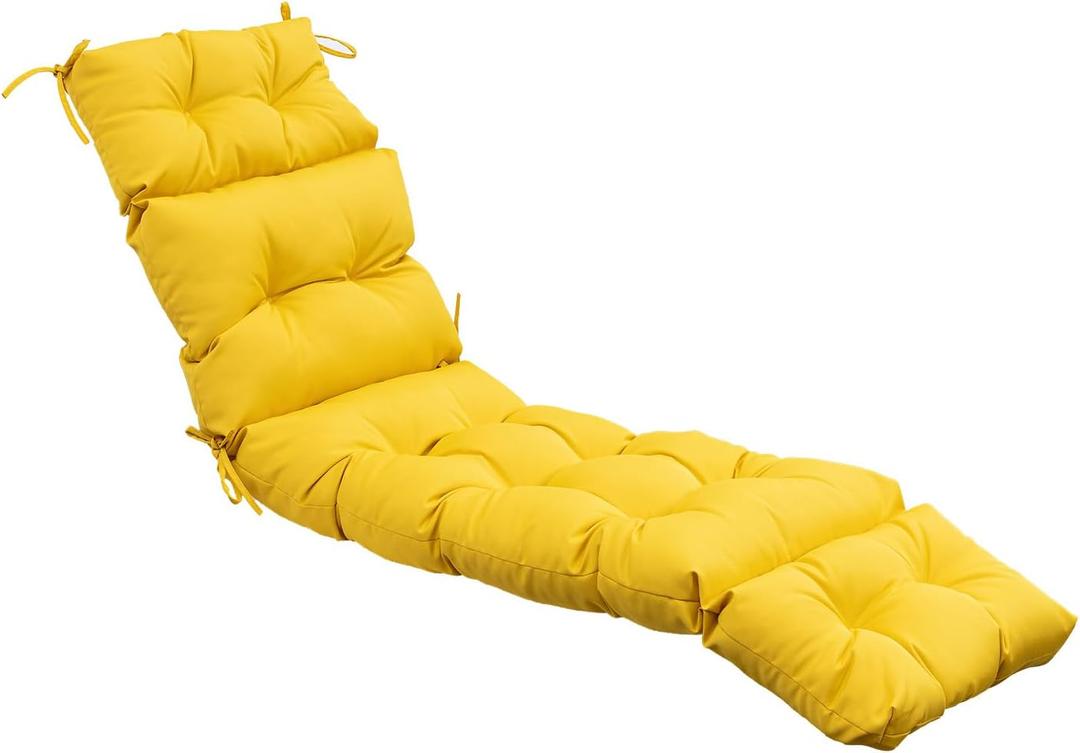QILLOWAY Outdoor Chaise Lounge Cushion 74x22x4 Inch, Waterproof Weather Resistant Replacement Pad for Patio Pool Furniture, Yellow, 1 Count