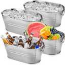 MIVIDE 4 Pack Galvanized Tub 3 Gallon Ice Bucket Large Metal Champagne Drink Bucket with Handles Galvanized Ice Buckets for Parties Mimosa Bar Cocktail Bar