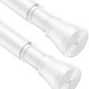 AIZESI 2pcs Spring Tension Curtain Rod 28 to 48 Inch, White Tension Rod Adjustable Curtain Rod Non Slip Curtain Tension Rod No Drill Spring Curtain Rod for Window, Bathroom, Doorway
