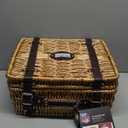 PICNIC TIME NFL Champion Picnic Basket for 2, Wicker Picnic Basket, 2 Person Picnic Set, (Black with Brown Accents)