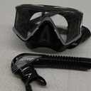 Greatever Snorkel Set Pano 3 Window Snorkel Mask Adult, Panoramic Wide View, Anti-Fog Scuba Diving Mask, Anti-Leak Snorkel Goggles Dry Top Snorkel, Professional Snorkeling Gear for Adults (Black Silver)