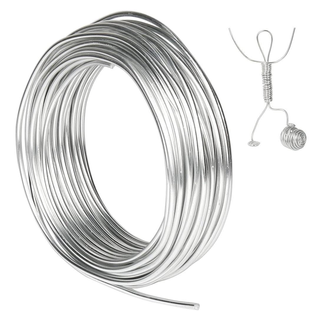 Tenn Well 9 Gauge Aluminum Craft Wire, 50 Feet 3mm Bendable Armature Wire for Sculpting, Jewelry Making, Doll Making, Crafting, Modelling, Bonsai Training (Silver)