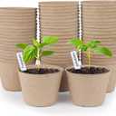 Homenote Peat Pots, 60 Pcs 4 Inch Seed Starting Pots with Drainage Holes Round Nursery Plants Pots with Bonus 20 Plant Labels