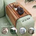 Sofa Arm Tray,Acacia Wood Folding Couch Arm Tray,Sofa Armrest Trays with Anti-Slip Pad for Drinks,Snacks,Phone,Remote Control 2 PC
