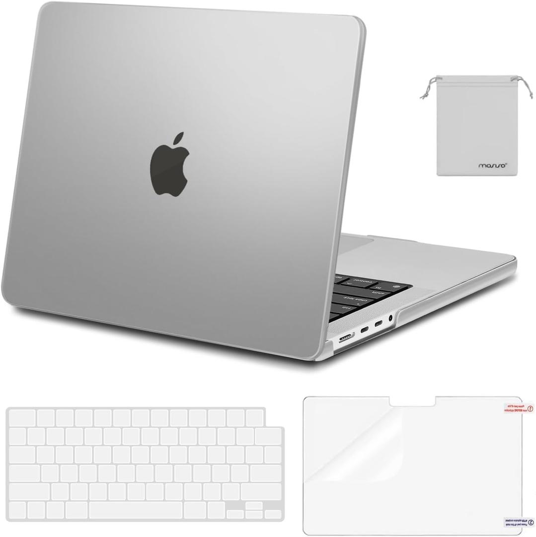 MOSISO Compatible with MacBook Pro 14 inch Case 2025 2024 2023 2022 2021 M4 M3 M2 M1 A3112 A3185 A3401 A2918 A2992 A2779 A2442, Plastic Hard Shell&Keyboard Cover&Screen Film&Pouch, Frost