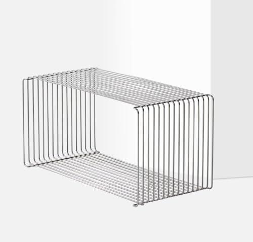 Stainless Steel Side Table,Wire Cube Storage Rack
Square Geometry Retro Linear Metal End Table,Book Stackable,Multi-Purpose Accent Table, Stainless Steel Coffee Table