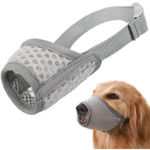 Mayerzon Dog Muzzle, Puppy Soft Mesh Muzzle for Small Medium Large Dogs Chihuahua Poodles Beagle Dachshund Corgis Labrador for Biting Chewing Grooming that Allows Panting Drinking(XL, Grey)