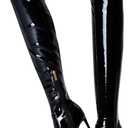 Elisabet Tang Thigh High Boots Over the Knee Boots for Women,Sexy 4.3 inch Stilettos High Heels Boots Stretch Suede Long Pointed Toe Shoes (7, Black Patent)