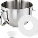 Stainless Steel Mixer Bowl & Mixer Bowl Lid Cover, Compatible with KitchenAid Series 5.5-6 QT Lift Stand Mixer, Suitable for KV25, KV25, KP26, KB26, Dishwasher Safe, Ergonomic Handle, Heavy Duty