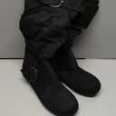 Forever Link Women's Klein-70 Closed Round Toe Buckle Slouch Flat Heel Mid-Calf Boot (9, Black)