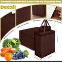 Windyun 50 Pcs Reusable Tote Bag Bulk 8 x 4 x 10 Inch Non Woven Shopping Bag with Handle Christmas Reusable Grocery Gift Tote (Brown)
