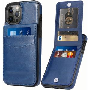 iPhone 14 Pro Wallet Case with Credit Card Holder Case for Women Men PU Leather Wallet Case for iPhone 14 Pro Case 6.1 inch (Blue)