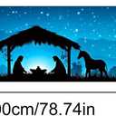Merry Christmas Banner Nativity Silhouette Decor Backdrop 78x17 Inches Festive Religious Holiday Wall Decor Outdoor Indoor Welcome Banner Wall Hanging for Party Decoration Supplies