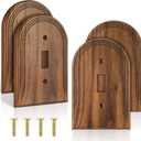 DoubleFill Walnut Wood Switch Cover Brown Outlet Covers Wall Plate Decorative Boho Plug Plate Vintage Rustic Contemporary Interior Room Home Decor(13 * 8.2cm, Arch Single Toggle, 4 Pcs)