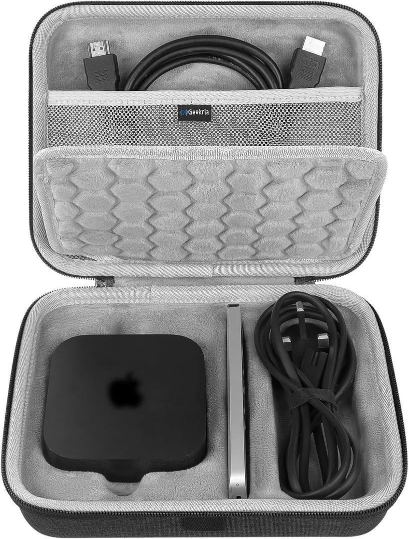 Geekria Hard Shell Travel Carrying Case, Compatible with Apple TV 4K 2024 3rd Generation / 2022 3rd Generation / 2021 2nd Generation/Siri Remote (Dark Grey)