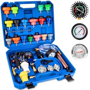 Aikyciu 31PCS Coolant Pressure Tester Kit, Radiator Pressure Tester and Vacuum Refill Kit for Automotive Cooling System, Includes 23 Adapters