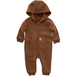 Carhartt baby-boys Long-sleeve Hooded Zip-up Footless Jumpsuit One-piece Hoodie (18 Months, Carhartt Brown Solid)