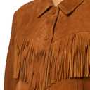 Lucky Brand SUEDE FRINGE WESTERN JACKET, Size: Medium