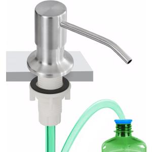 Dish Soap Dispenser for Kitchen Sink, Built in Sink Soap Dispenser Brushed Nickel, Countertop Soap Dispenser Stainless Steel Pump with 47" Extension Tube kit, No Need to Fill Little Bottle Again