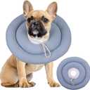 IDOMIK Dog Recovery Collar, Waterproof Soft Dog Cone After Surgery, Comfy Protective Elizabethan Collar Alternative for Dogs Cats, Adjustable Pet Neck Donut Cone Anti-Licking Biting Wounds (Blue), Larg