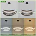 Benkut 3 Rings Modern LED Chandelier Black Dimmable Circular Pendant Light for Dining Room, Foyer Chandelier with Remote Control Flush Mount High Ceiling Light for Kitchen Living Room, D30.7In