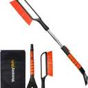 YeewayVeh 35 inch Ice Scrapers for Car Windshield, Extendable Snow Brush for Car with Foam Grip & Additional Handhold, 2 in 1 Detachable & Scratch-Free Snow Scraper for Car Truck SUV, Orange