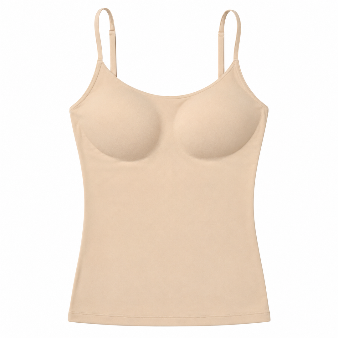 Name: Seamless Camisole Tank Top with Built-In Bra Cups – Beige, Size M