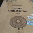 PELONIS 16 inch Pedestal Fan for Bedroom , Oscillating Fan, 3-Speeds, 90 Oscillation, Adjustable Height, Floor Fan, Standing Fan for Living Room, Kitchen, and Home office, Black